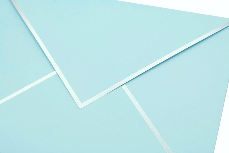 CHRIZ.Z A7 Envelopes - V Flap Foil Border Luxury Mailing Envelopes for 5"" x 7"" Cards - for Wedding, Invitations, Baby Shower, Photos, Graduation, Birthday, Bridal Shower - 5.25"" x 7.25"" (Baby Blue, 25 Pack) - Image 5